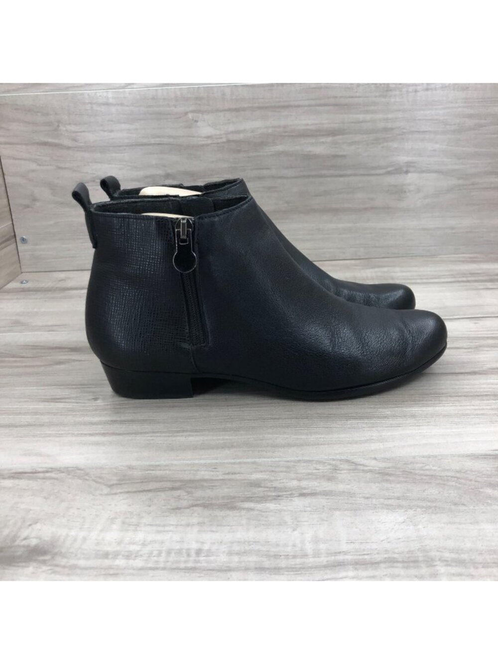 Munro Ankle Boots Womens 6 M Lexi Black Leather Double Zip Booties